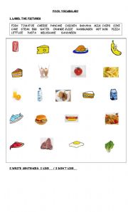 English worksheet: Food vocabulary