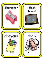 English Worksheet: School Stuff Flashcards (updated)