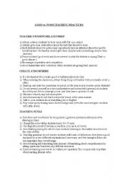 English Worksheet: Good and bad teaching practices