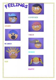 English Worksheet: FEELINGS -PICTIONARY