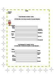 English worksheet: past simple irregular and regular verbs quiz