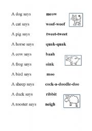 English Worksheet: Sounds of Animals
