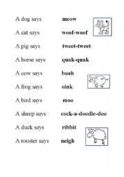 English worksheet: Sounds of Animals