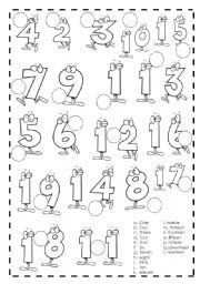 English Worksheet: Numbers Matching 1 FULLY EDITABLE