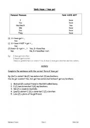 English worksheet: HAVE / HAS GOT 