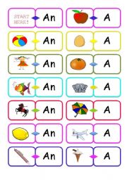 English Worksheet: Article Dominoes A or AN