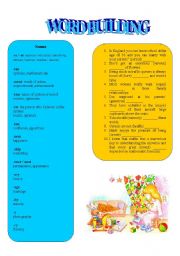 English Worksheet: word building