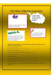 English worksheet: HELPING VERBS