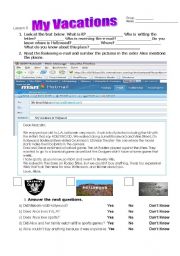 English Worksheet:  vacations