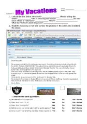 English Worksheet:  vacations