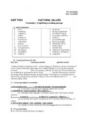 English Worksheet: CULTURAL ISSUES VOCABULARY