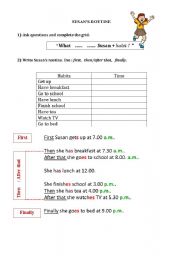 English Worksheet: Susans routine