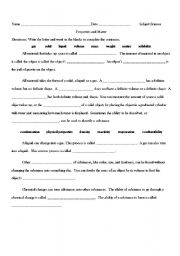 English Worksheet: Matter test