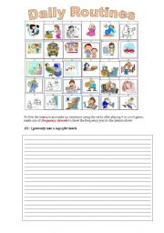 English Worksheet: Daily routines 4 in a roll and exercises!