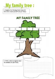 English Worksheet: my family tree