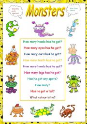 English Worksheet: Describing monsters