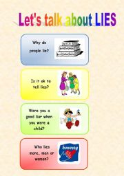 English Worksheet: CONVERSATION CARDS: Lets talk about lies