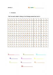 English worksheet: Crossword 