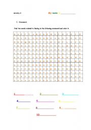 English Worksheet: Crossword 