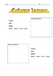 English worksheet: Autumn leaves