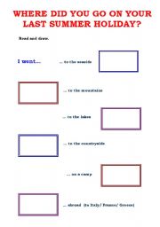 English worksheet: last summer holiday