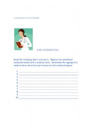 English worksheet: Medical Terminology 