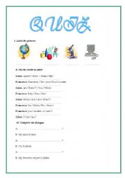 English worksheet: A test for beginners