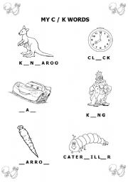English Worksheet: MY C and K WORDS