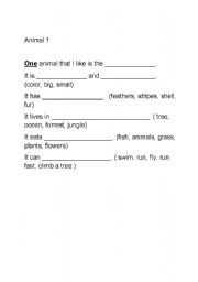 English worksheet: Writing about Animals 