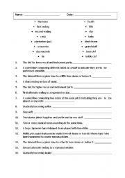 English Worksheet: Basic Music Vocabulary for 5th Grade
