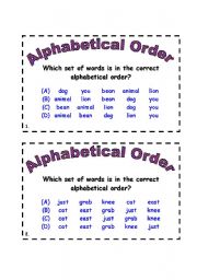 English worksheet: Alphabitcal order