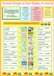 English Worksheet: present or past simple of verb be(editable) reuplode