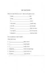 English Worksheet: practice of can and could
