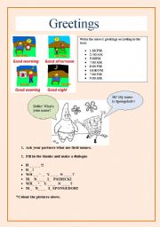 English Worksheet: GREETINGS. iNTRODUCING YOURSELF. 