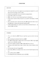 English worksheet: ACRONYMS - BUSINESS/MEDICINE/SLANG