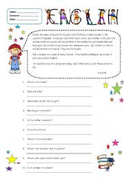 English Worksheet: Talking about family