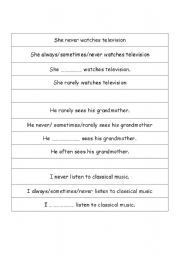 English worksheet: Adverbs of Frequency - always sometimes usually never  -quiz