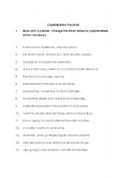 English Worksheet: Capitalization Exercise