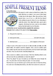 English Worksheet: 3 pages simple present tense