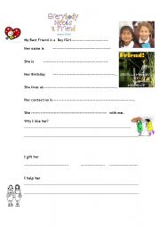 English Worksheet: friend
