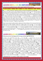 English Worksheet: A TOUR AROUND ENGLISH SPEAKING COUNTRIES- ENGLAND- OXFORD AND CAMBRIDGE