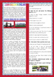 English Worksheet: A TOUR AROUND ENGLISH SPEAKING COUNTRIES- ENGLAND- LONDON