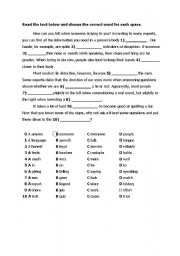 English Worksheet: reading&vocabulary