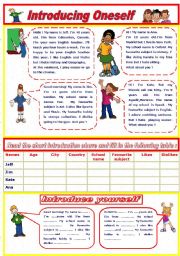 English Worksheet: Introducing oneself