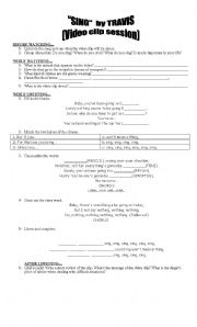 English Worksheet: Sing by Travis