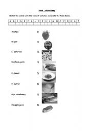 English worksheet: food