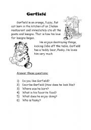 English Worksheet: Garfield