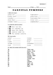 English Worksheet: Ordinal Numbers