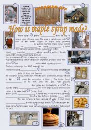 English Worksheet: How is Maple Syrup Made?/Passive Voice 1st Part
