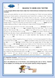 English Worksheet: TEENS AND THE NET-REASONS TO NEVER JOIN TWITTER (WITH KEY)